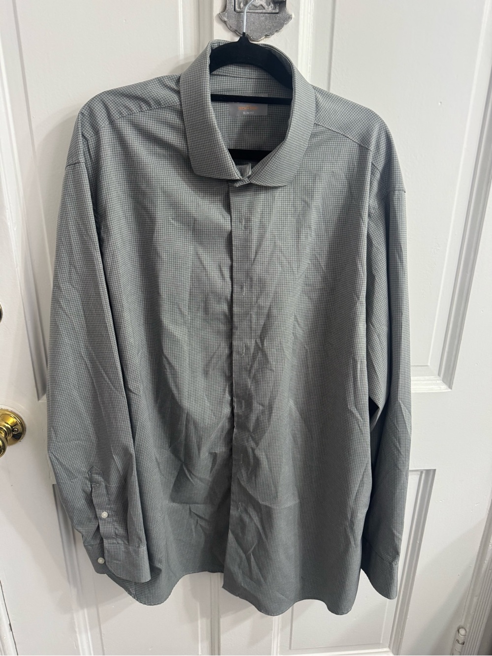 Perry Ellis Men's Gray Micro-Check Dress Shirt